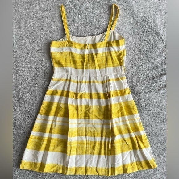 Loft Summer Sleeveless Spaghetti Strap Yellow Striped Lined Dress size 6 - Picture 2 of 9